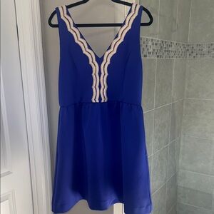 Lilly Pulitzer Rorey Royal Purple Blue Dress A Line Vneck with Pockets Size XL